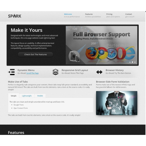 Серебренный одностраничный шаблон сайта хостинга