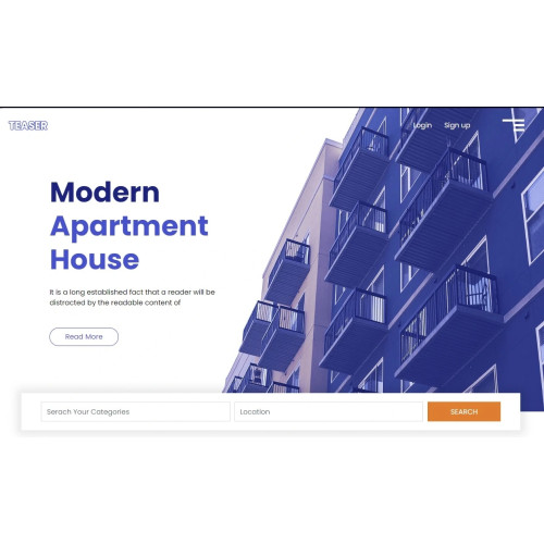 Минималистичный готовый HTML CSS шаблон сайта агенства недвижимости Teaser 2023