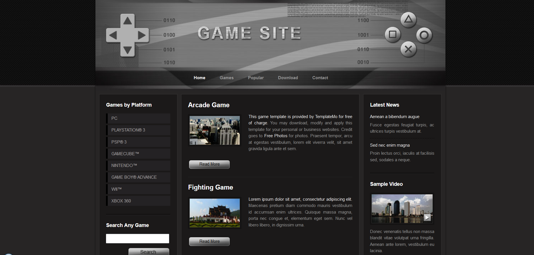 Шаблон сайта Игры №453